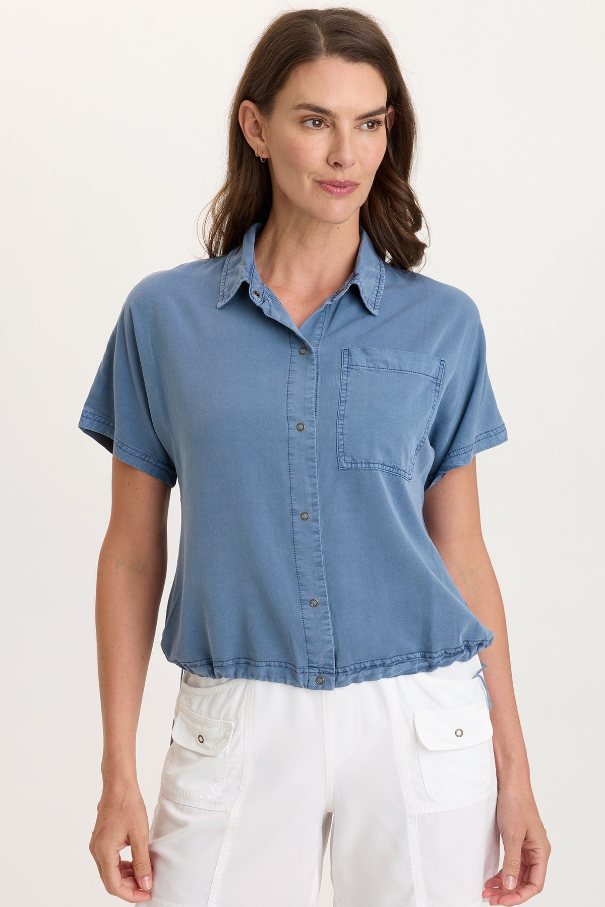 Zane Twill Snap-Up Top