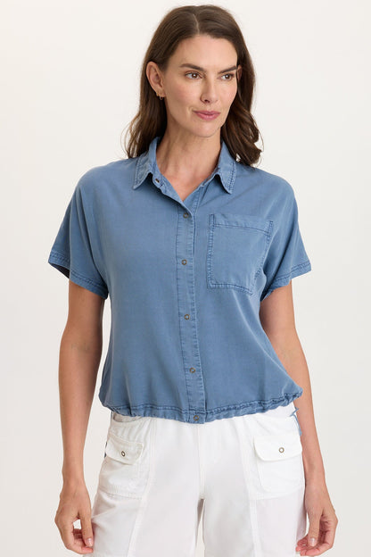 Zane Twill Snap-Up Top