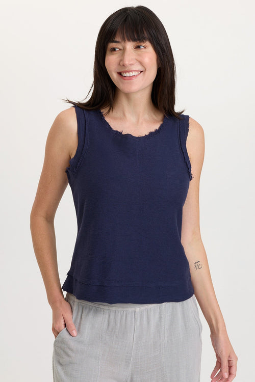 Ila Crepe Knit Raw Edge Tank