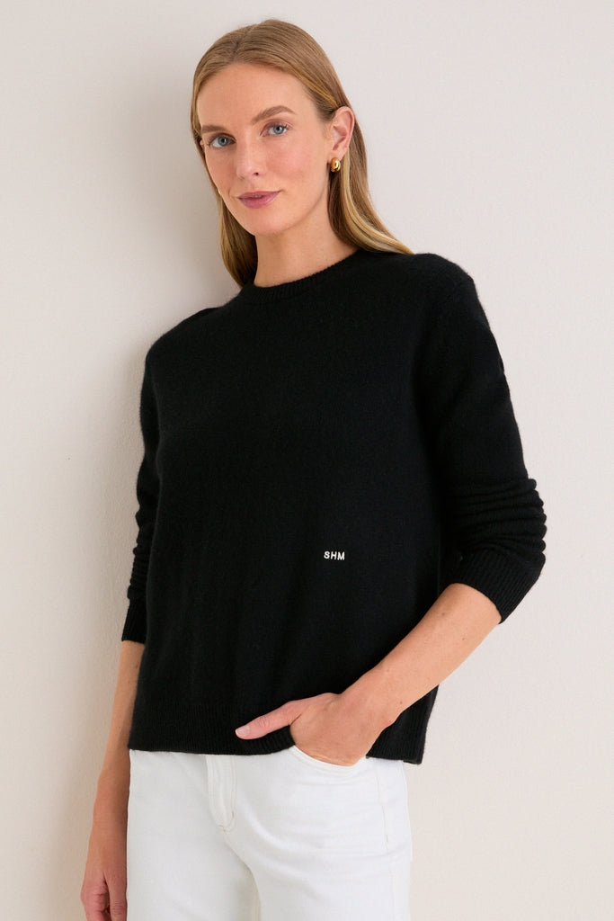 Black Cashmere Boyfriend Bodie Crewneck