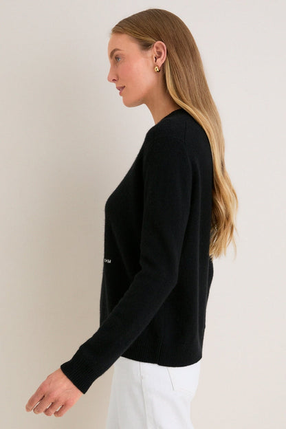 Black Cashmere Boyfriend Bodie Crewneck