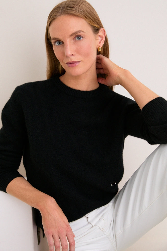 Black Cashmere Boyfriend Bodie Crewneck