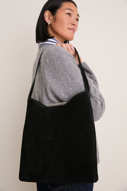 Black and Silver Suede Gemini Bag
