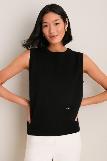 Black Cashmere Sleeveless Ava Shell