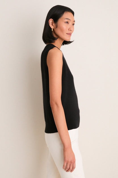 Black Cashmere Sleeveless Ava Shell