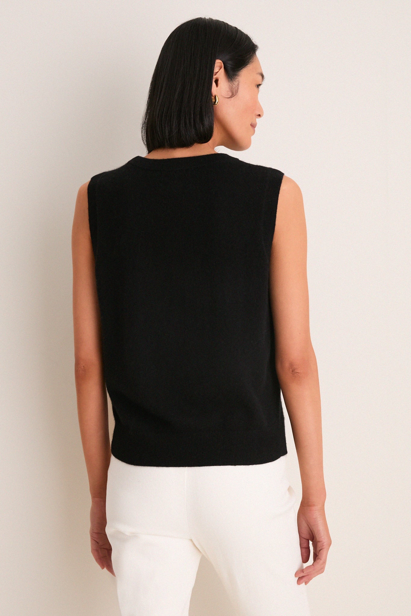 Black Cashmere Sleeveless Ava Shell