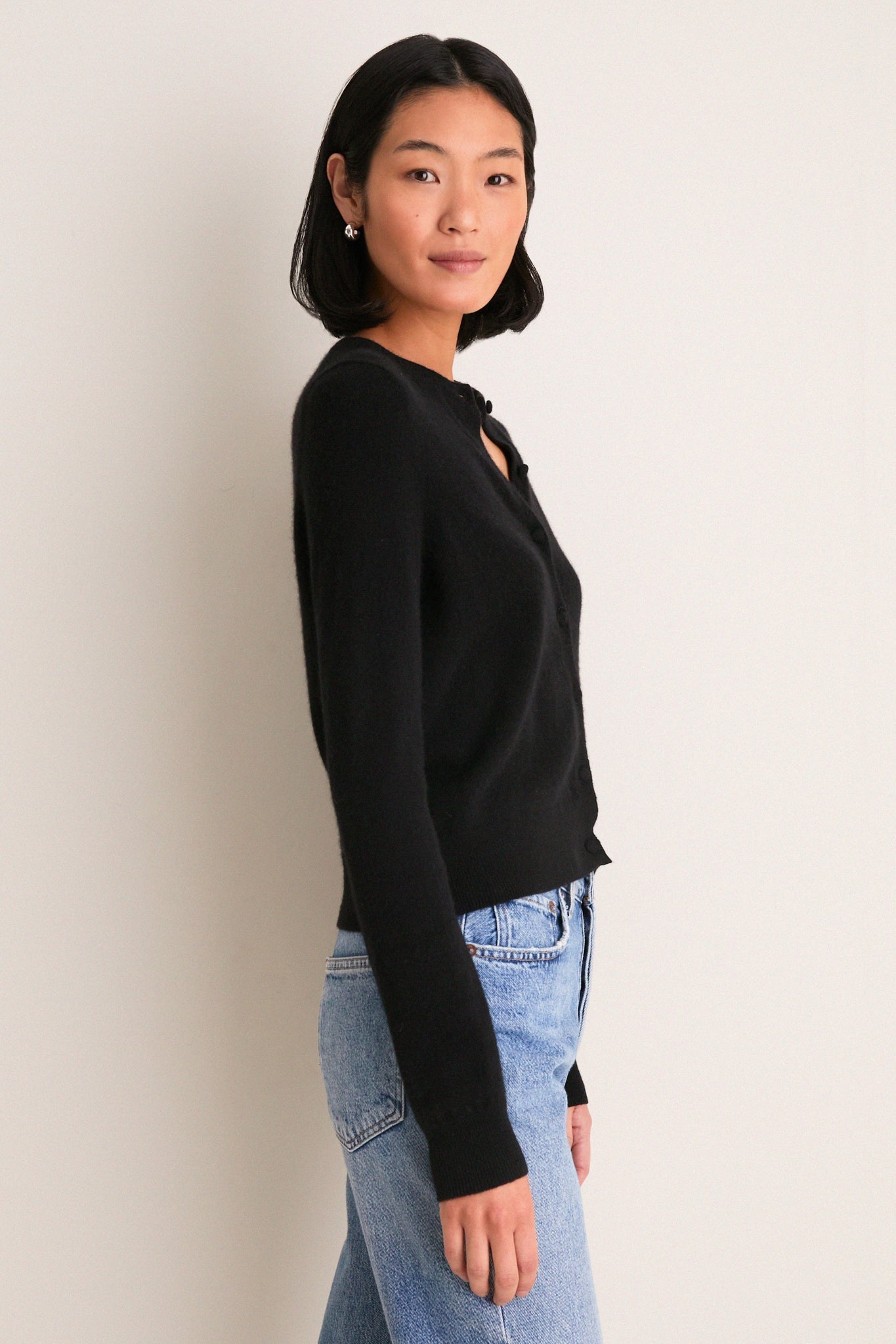Black Cashmere Riley Cardigan