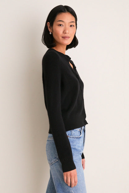 Black Cashmere Riley Cardigan