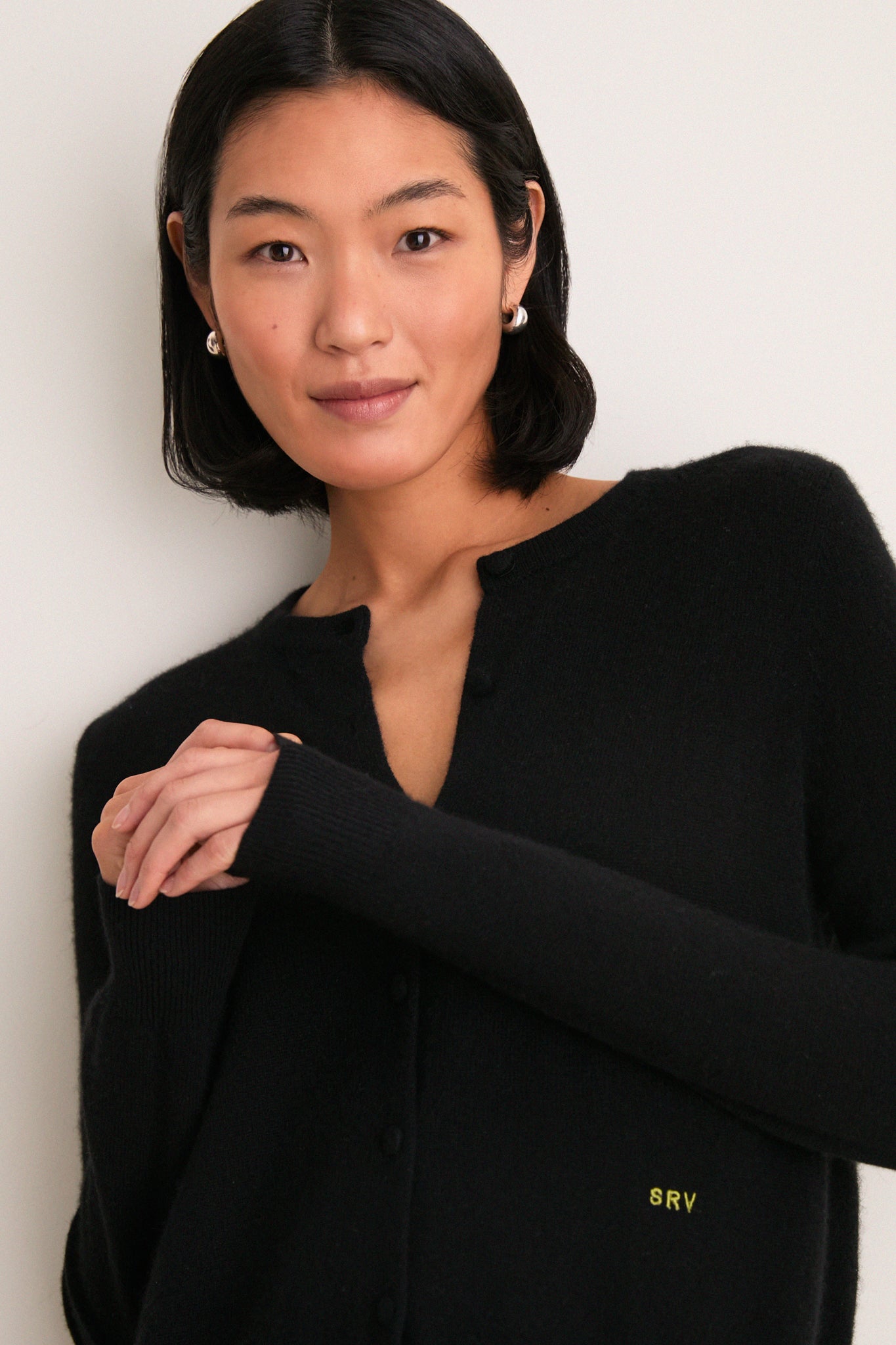 Black Cashmere Riley Cardigan