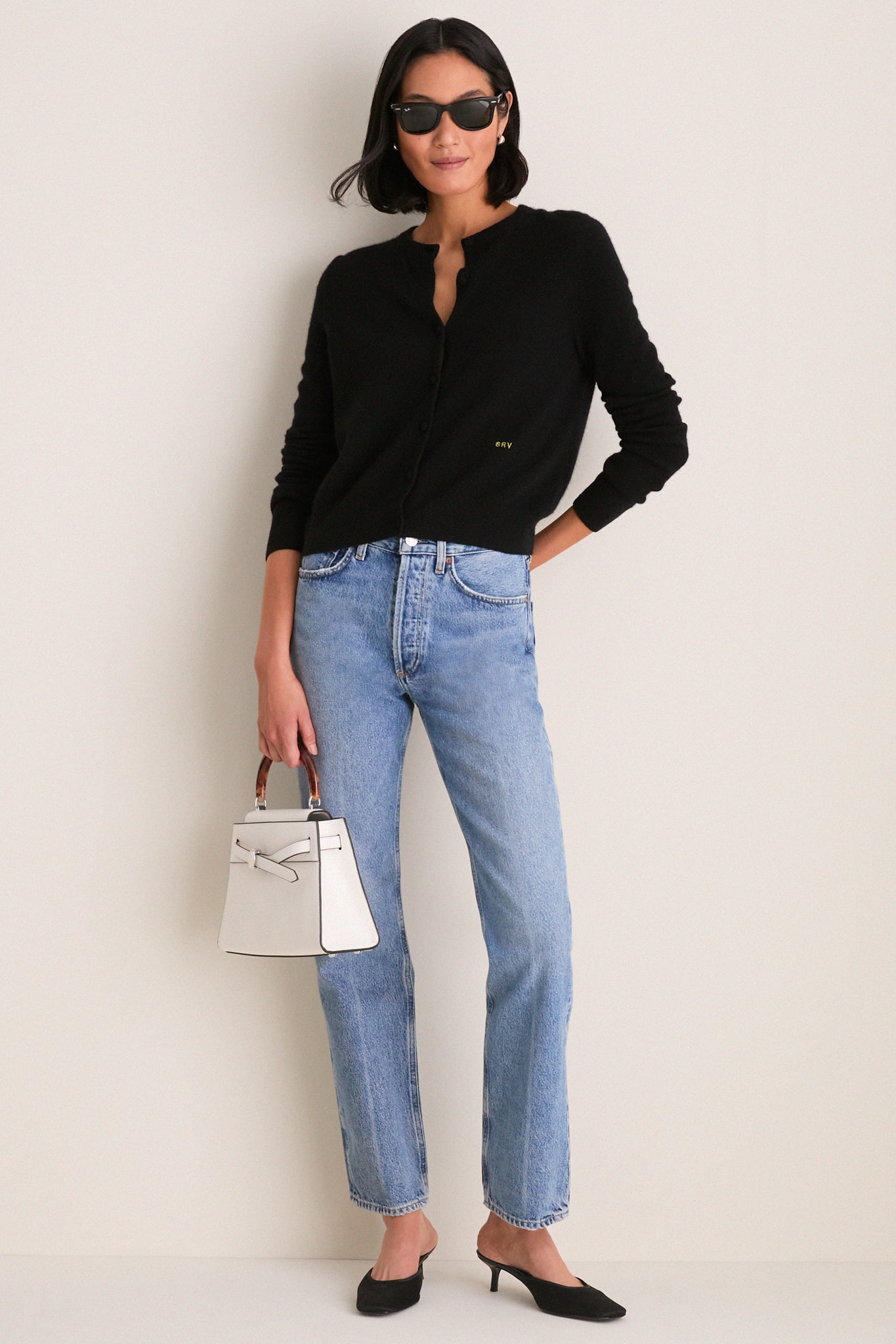 Black Cashmere Riley Cardigan