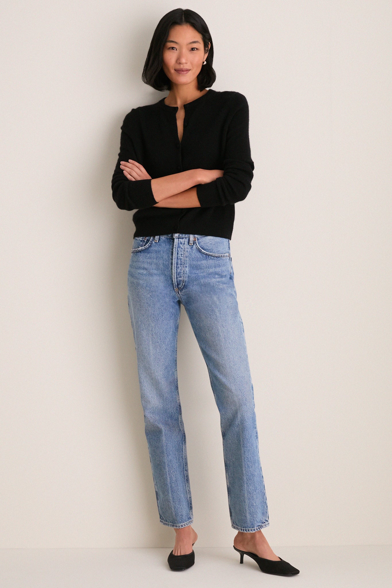 Black Cashmere Riley Cardigan