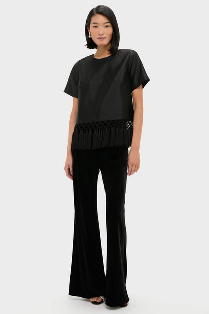 Black Dupioni Chadwick Tassel Top