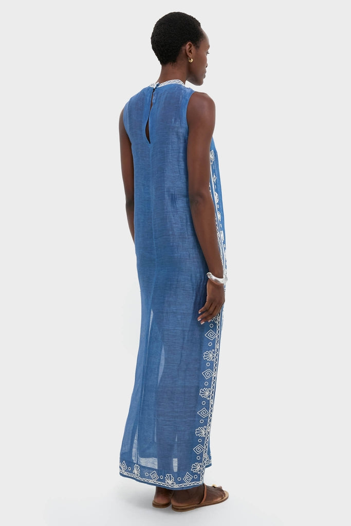 Blue Yasmeen Embellished Midi Dress