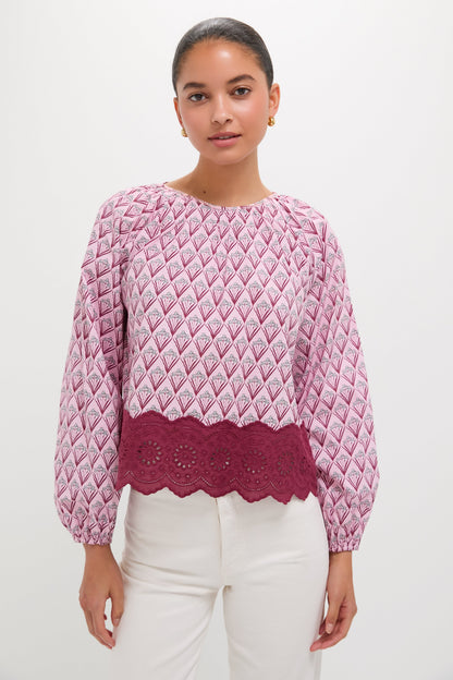 Blush Trellis Floral Marika Blouse