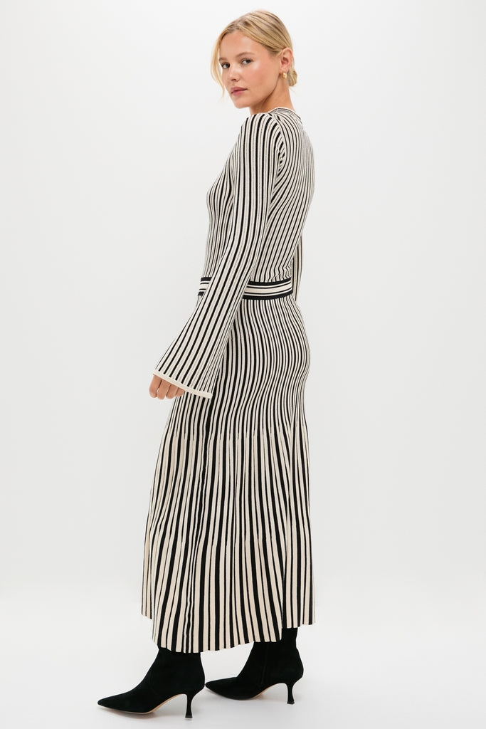 Black and Ivory Striped Maxi Dress