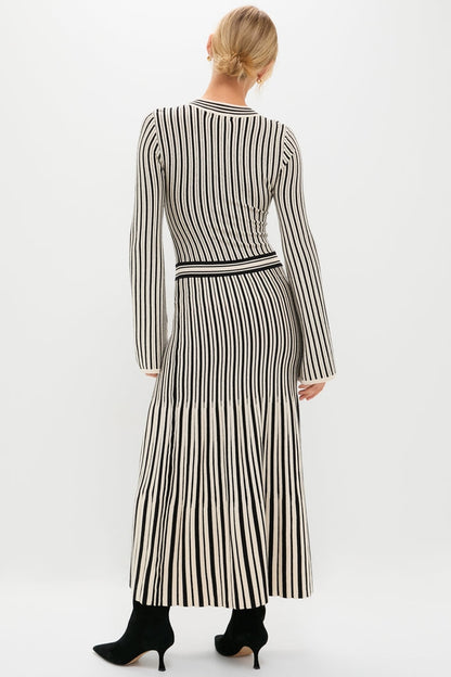 Black and Ivory Striped Maxi Dress