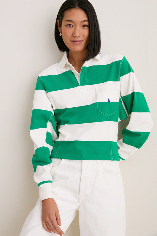 Billiard Green and Deckwash White Vintage Jersey Knit Polo