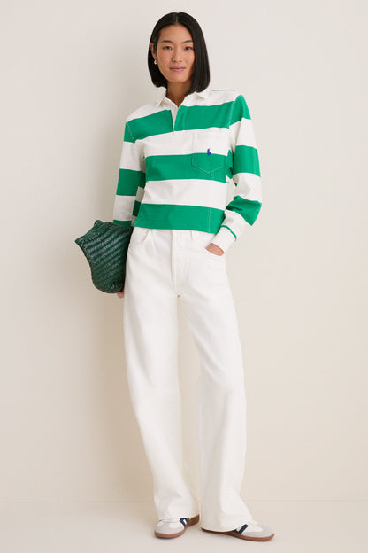 Billiard Green and Deckwash White Vintage Jersey Knit Polo