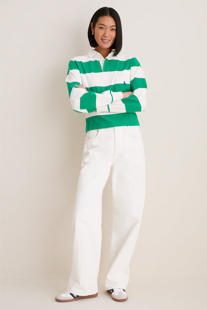 Billiard Green and Deckwash White Vintage Jersey Knit Polo