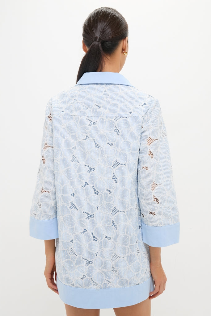Blue Floral Lace Collier Dress