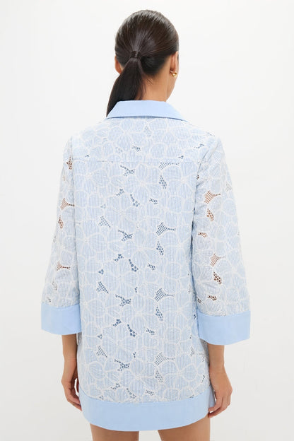 Blue Floral Lace Collier Dress