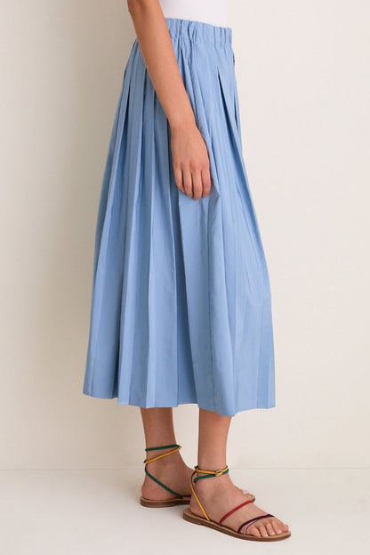 Blue Fog Pleated Dixon Midi Skirt