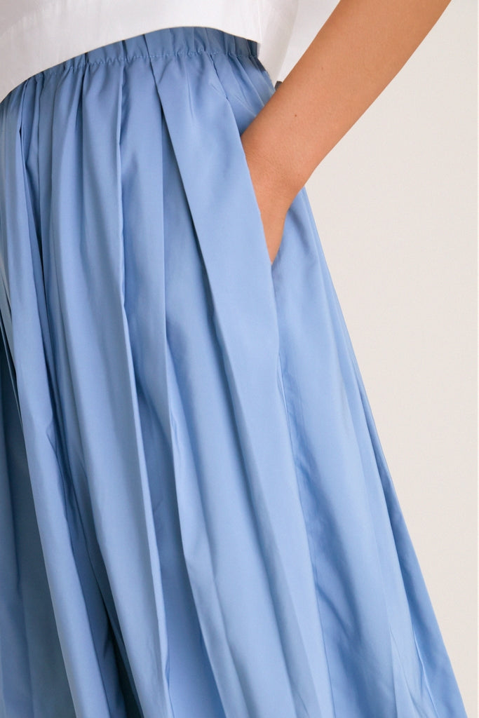 Blue Fog Pleated Dixon Midi Skirt