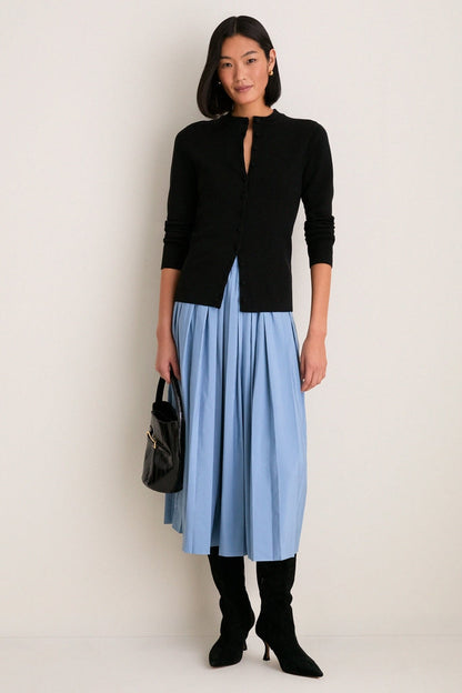 Blue Fog Pleated Dixon Midi Skirt