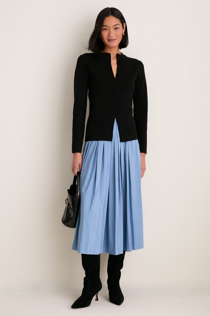 Blue Fog Pleated Dixon Midi Skirt