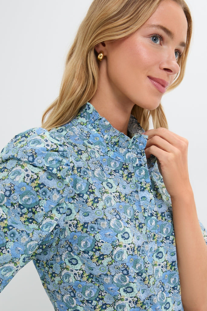 Blue Ditsy Floral Florence Blouse