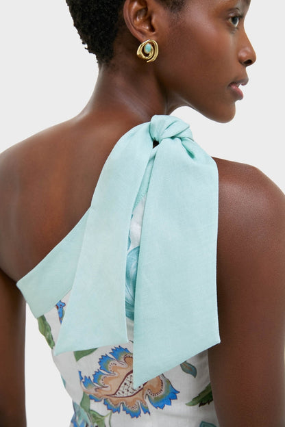 Azure One-Shoulder Midi Dress
