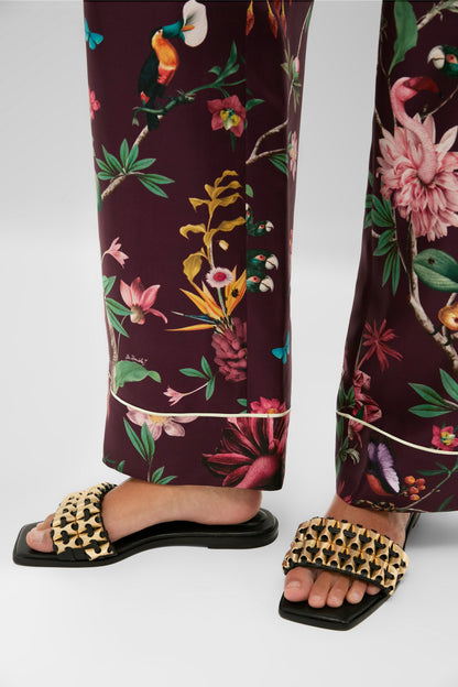 Black Faye Beaded Leather Flat Slides