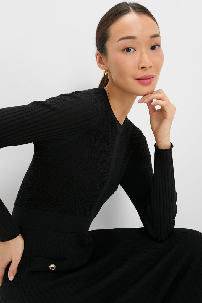 Black Knit Long Sleeve Ruby Dress