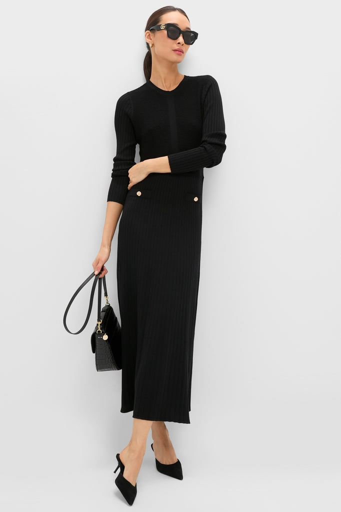 Black Knit Long Sleeve Ruby Dress