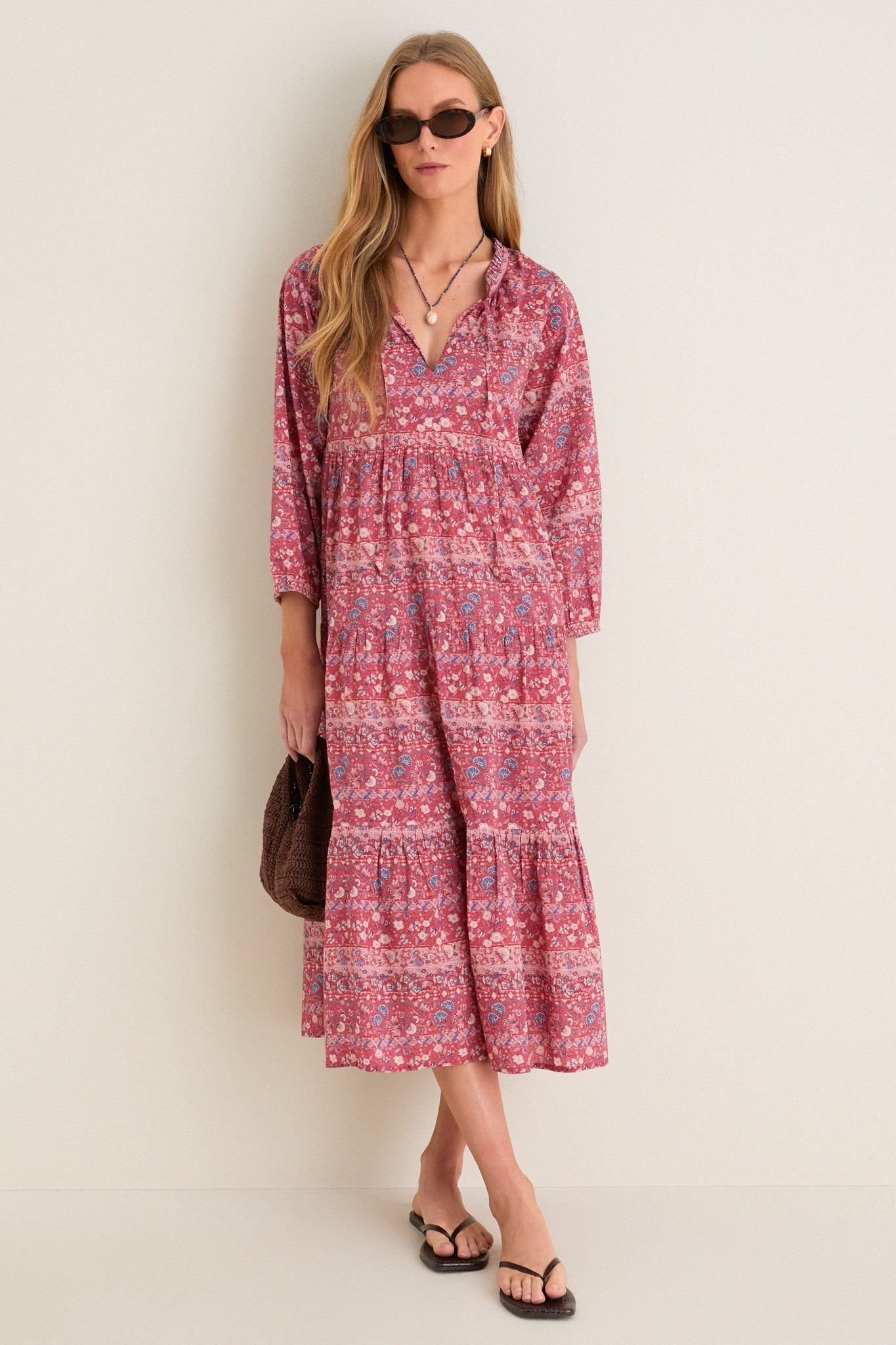 Americana Batik Stripe Long Sleeve Salty Paloma Caftan