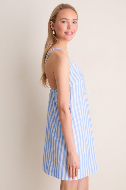 Blue Cabana Stripe Ollie Mini Dress
