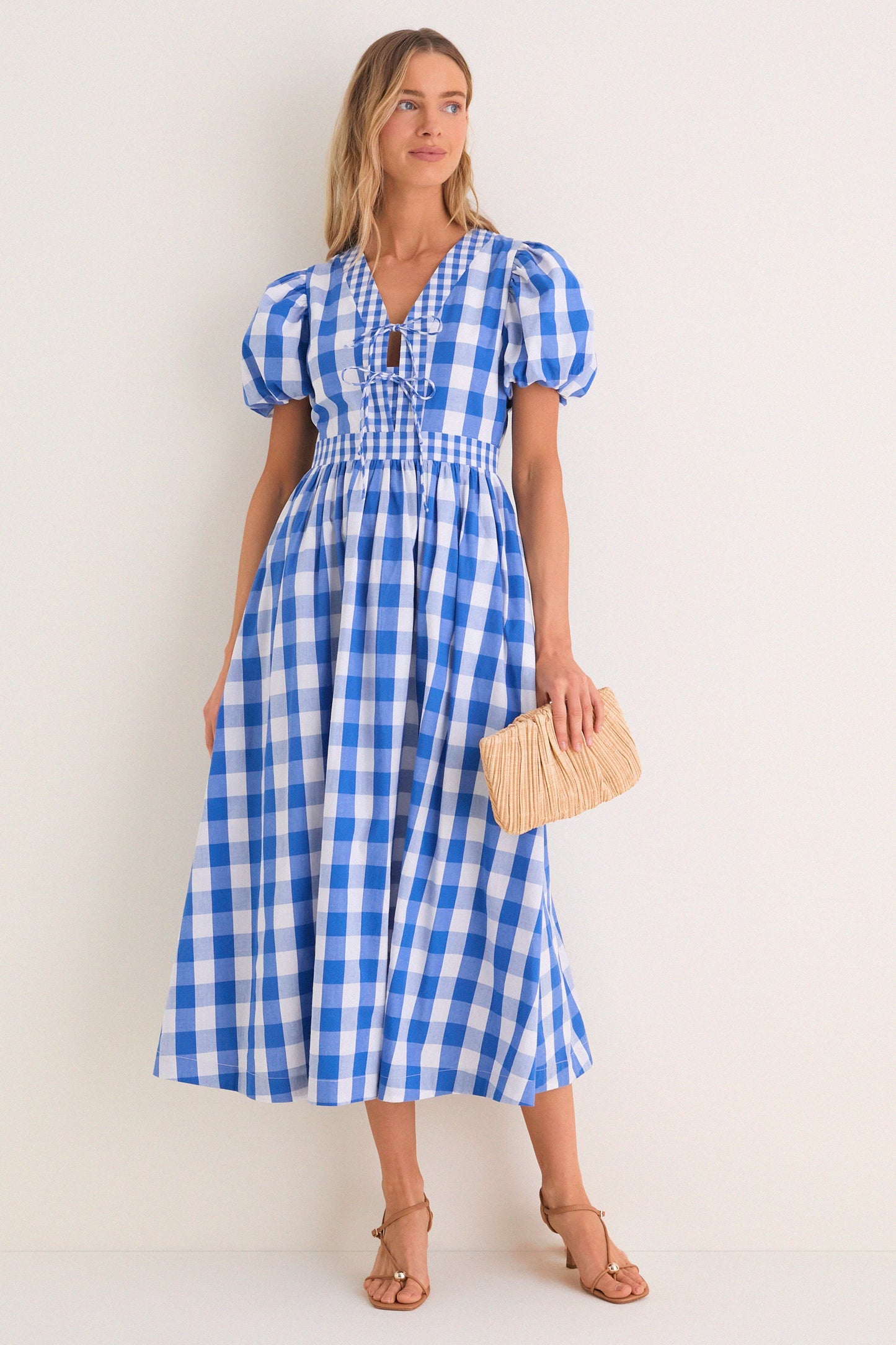 Blue Gingham Prim Maxi Dress