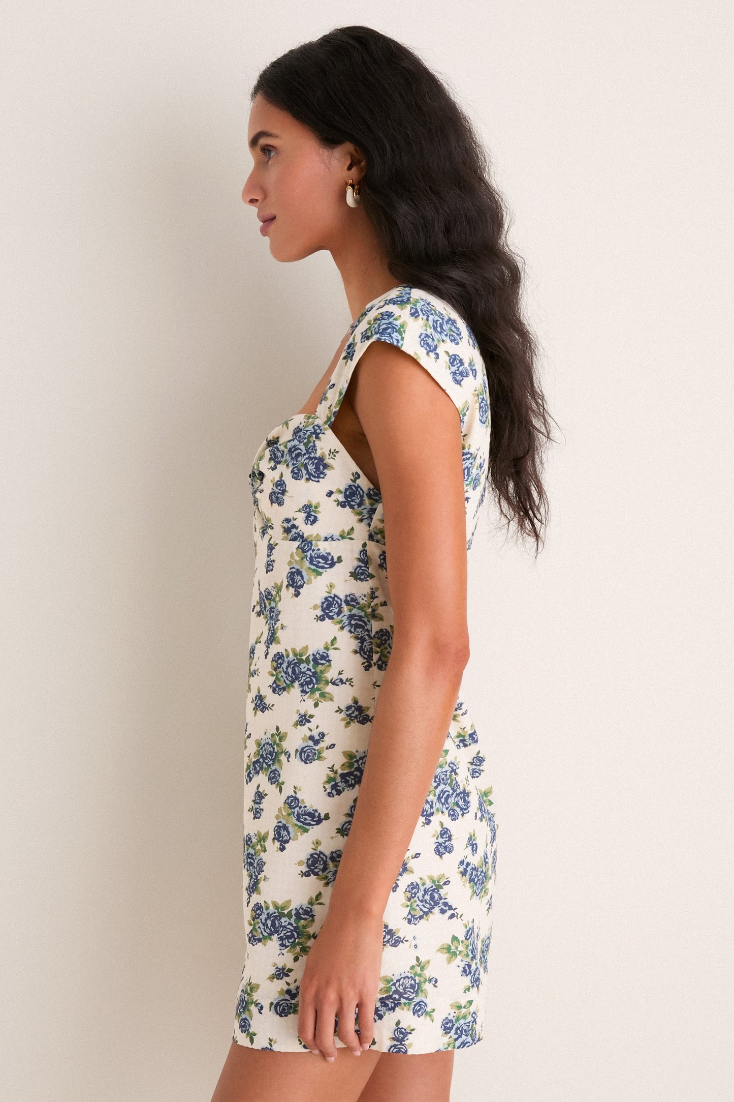 Blue Bouquet Floral Rosamund Mini Dress