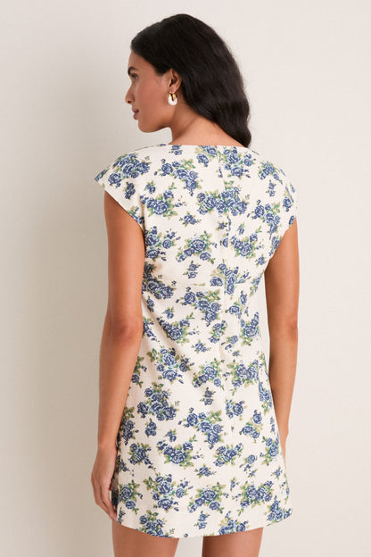 Blue Bouquet Floral Rosamund Mini Dress