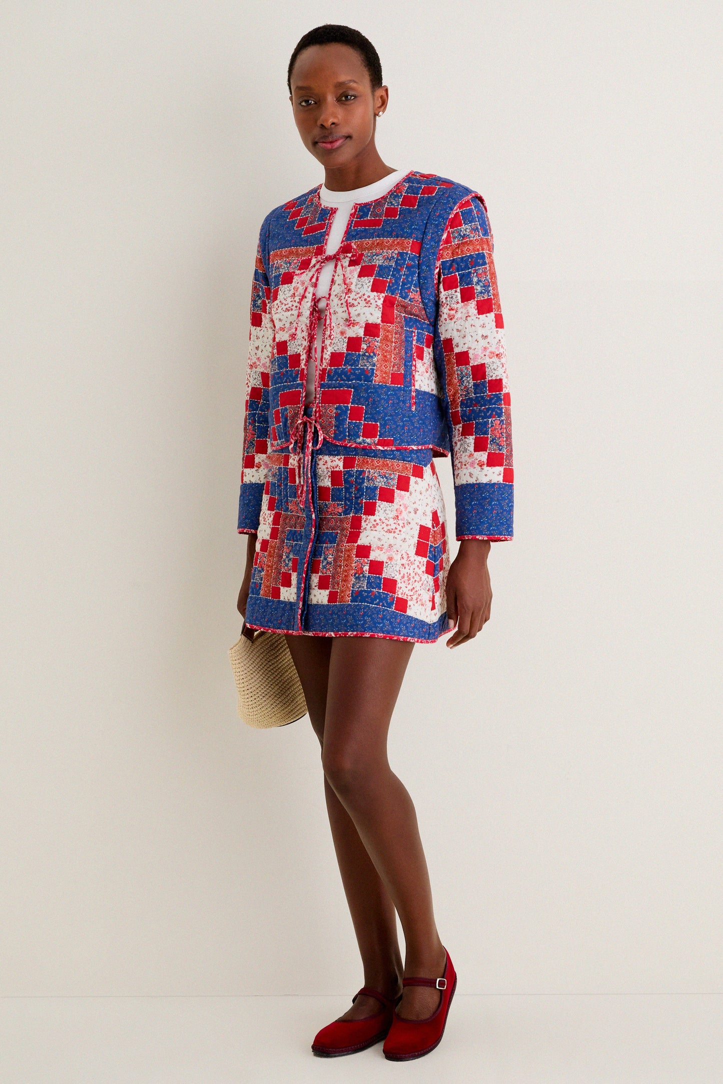 Blue Multi Quilted Louise Mini Skirt