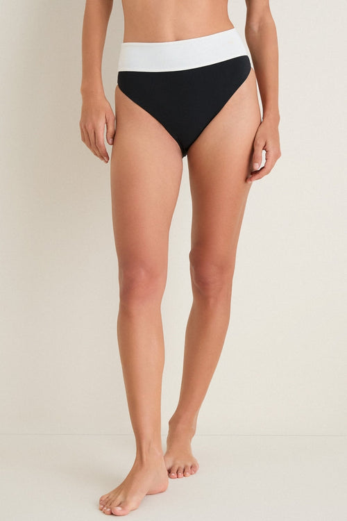 Black and Coconut Bare Raya Brief Bikini Bottom