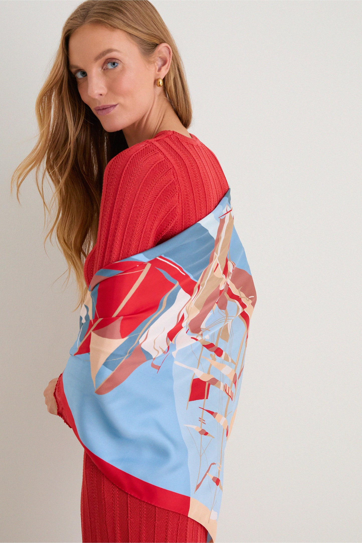 80s Sailboats Medium Silk Scarf