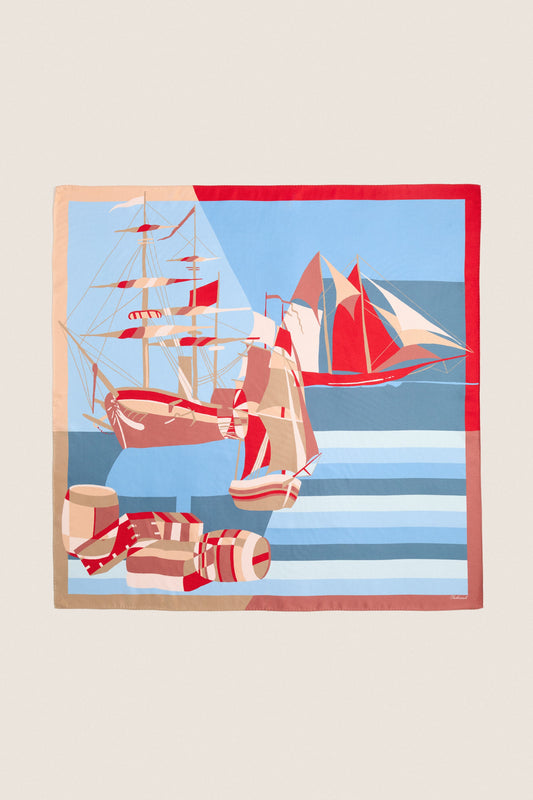 80s Sailboats Medium Silk Scarf