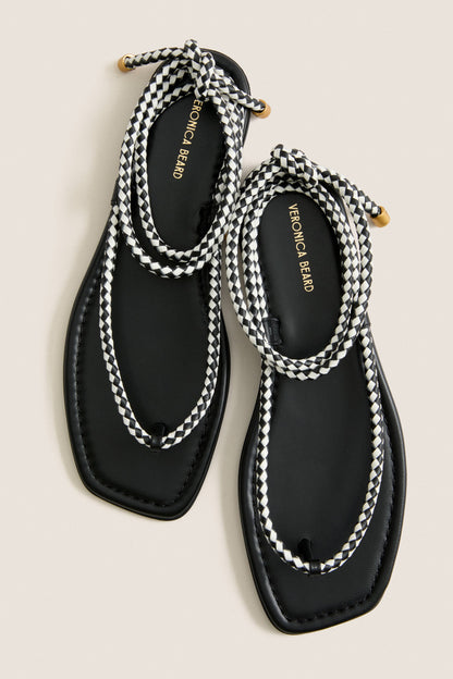 Black and Coconut Carmina Woven Cord Sandals