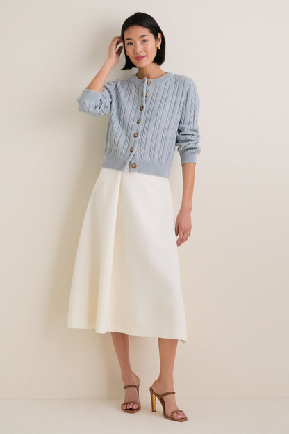 Blue Cotton Cable Draper Cardigan