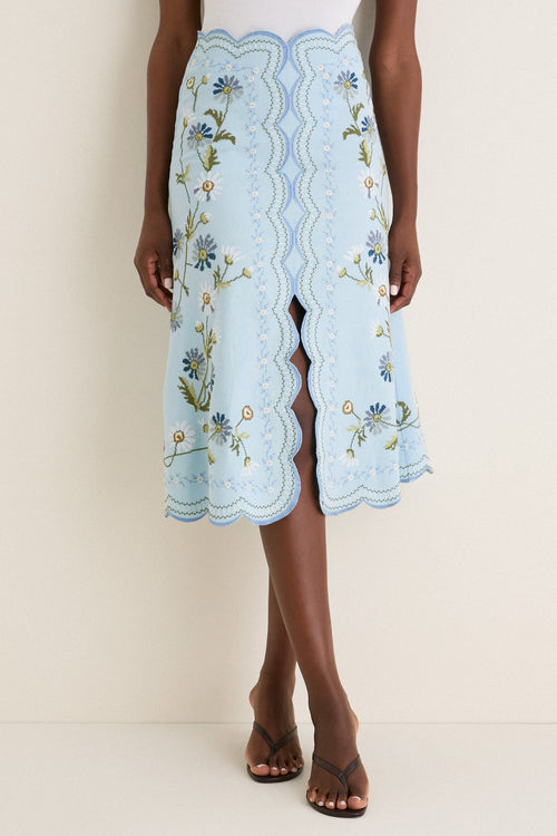 Blue Audra Embroidery Skirt