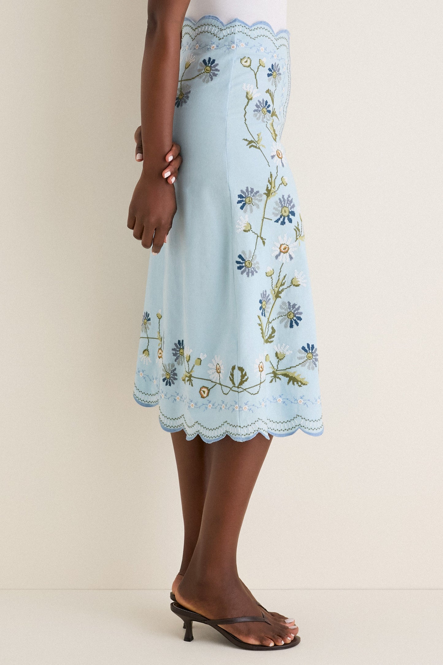 Blue Audra Embroidery Skirt
