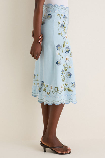 Blue Audra Embroidery Skirt