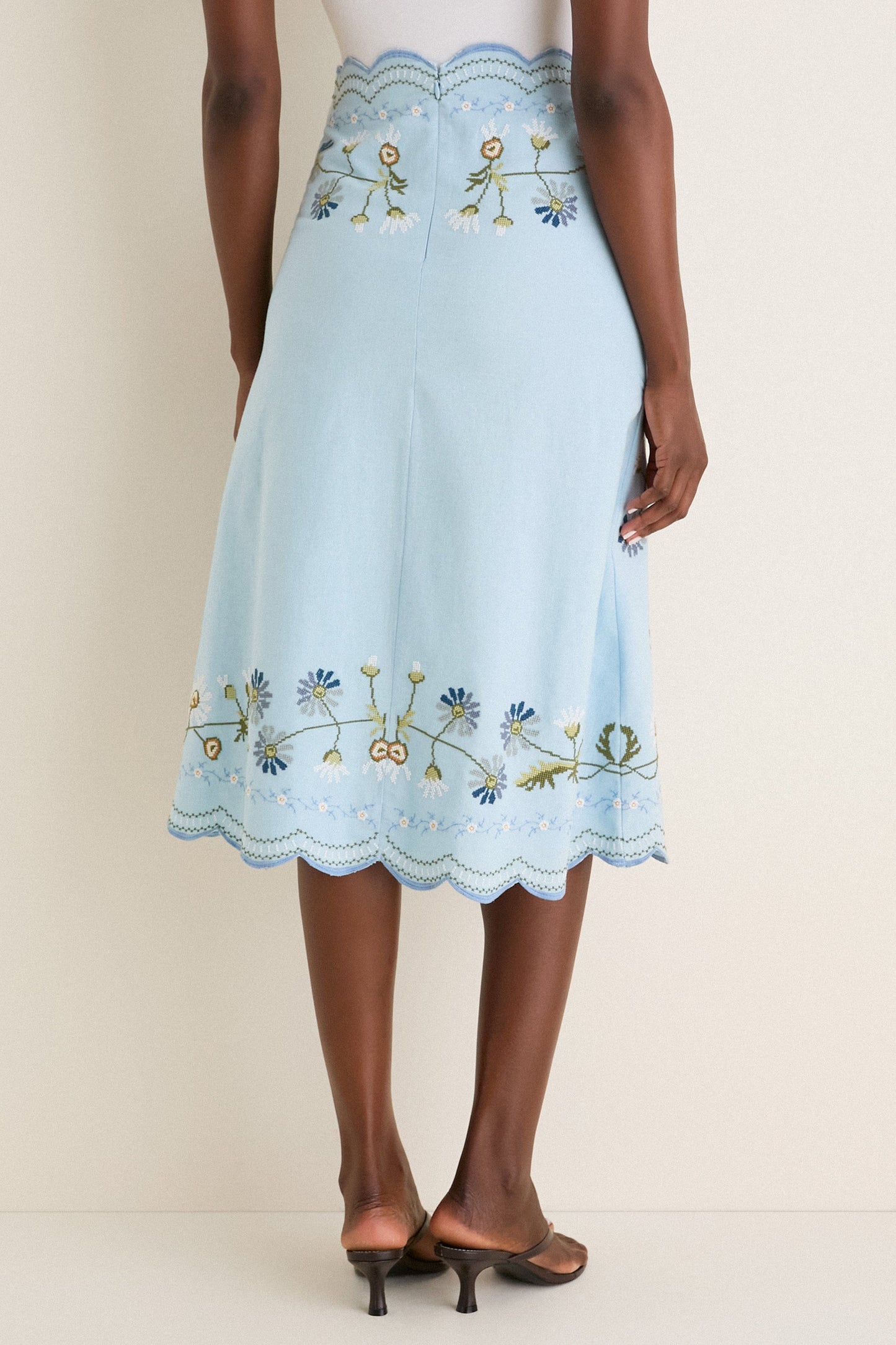 Blue Audra Embroidery Skirt