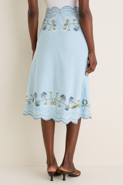 Blue Audra Embroidery Skirt